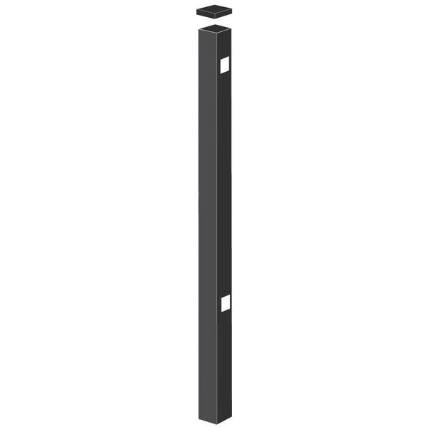 Barrette 2 in. x 2 in. x 70 in. Aluminum Black Fence End Post Black