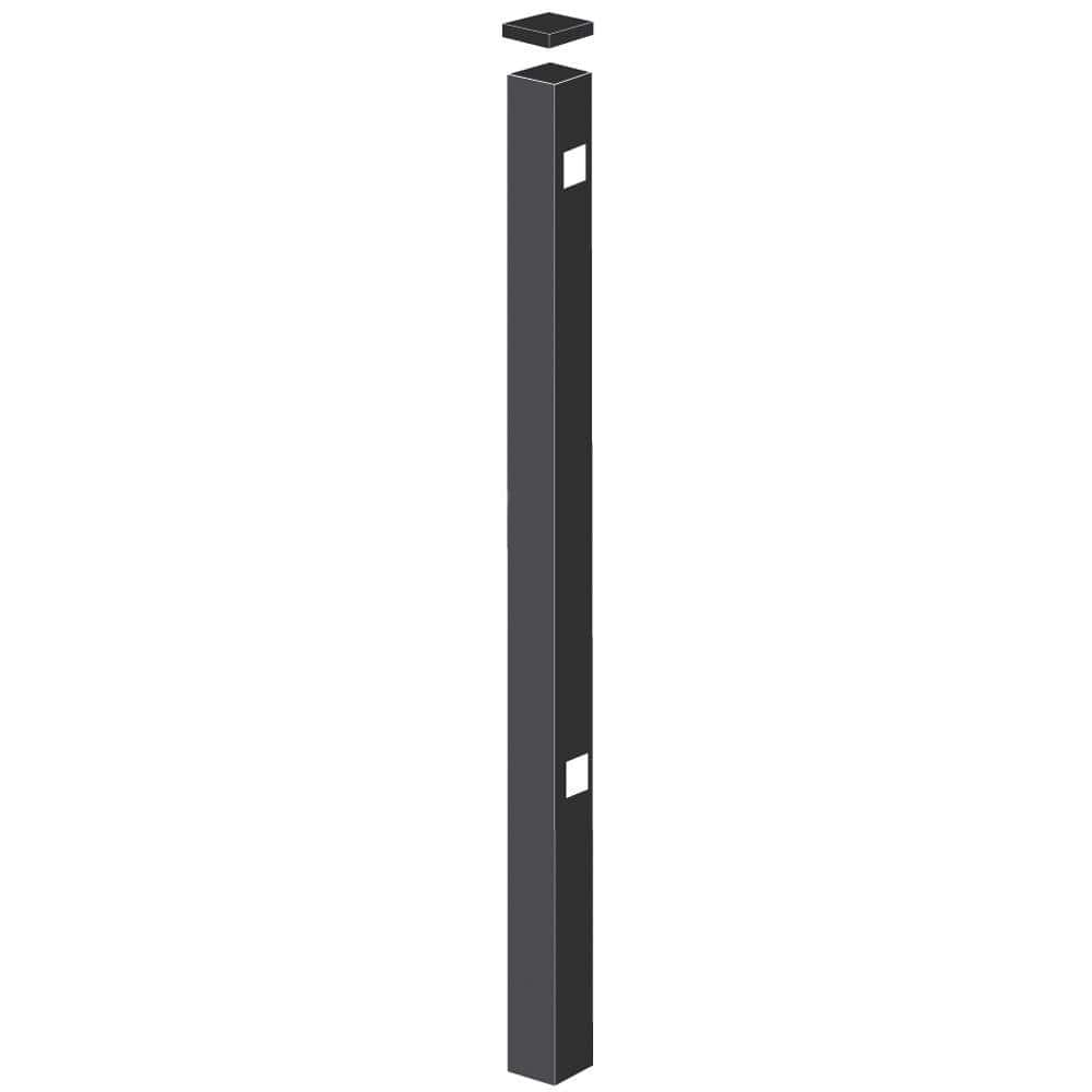 Barrette Outdoor Living Cascade/Brunswick 2 in. x 2 in. x 4-7/8 ft. Black Standard-Duty Aluminum Fence End Post