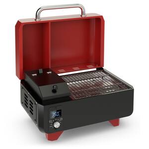 Portable Tabletop Pellet Grill Outdoor Smoker BBQ in Red w/Digital Control System
