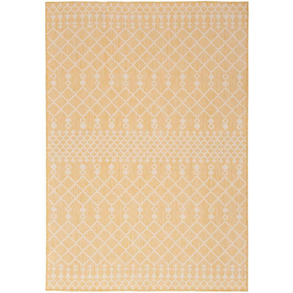Yellow Moroccan Trellis Synthetic Flatweave Rug 4' x 6'
