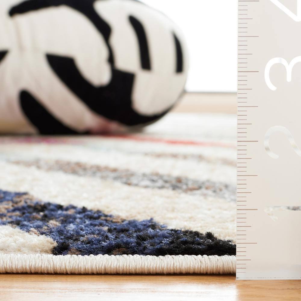 Ivory Multicolor Chevron Pattern Synthetic Area Rug