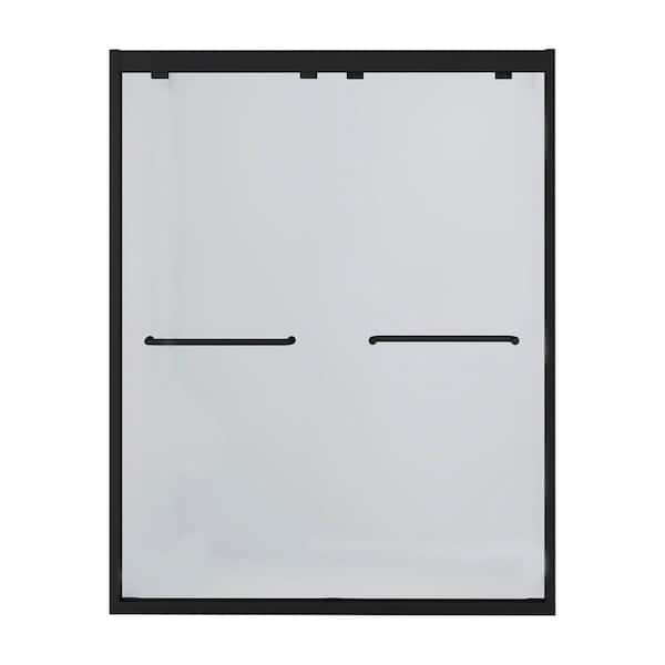 TCYO 60 in. W x 76 in. H Framed Double Sliding Shower Doors in Matte Black Finish with Clear Glass
