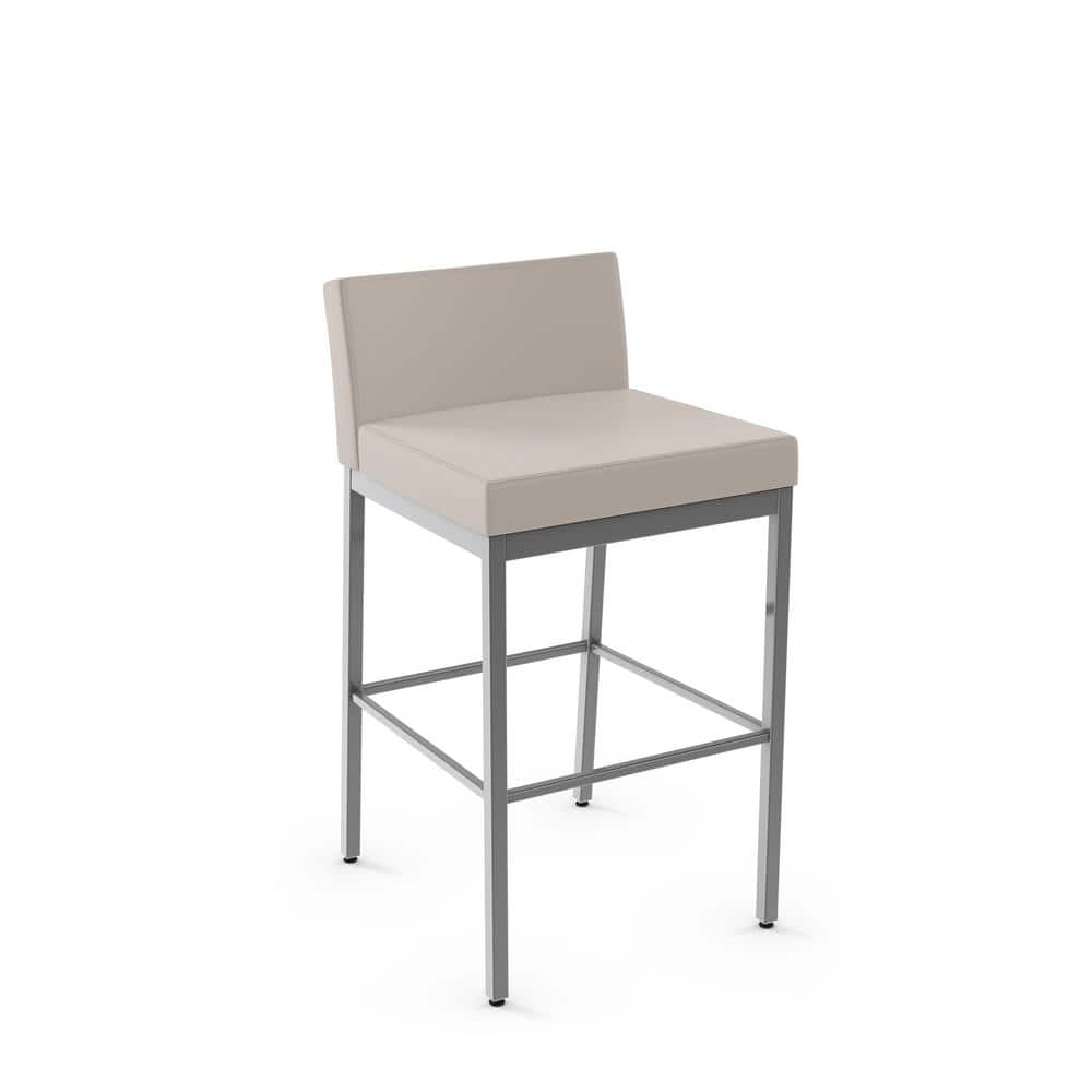 Fairfield Textured Dark Brown Counter Stool with Beige Faux Leather Seat