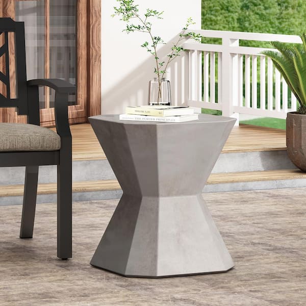 Unbranded Modern Design Natural Outdoor Lightweight Concrete End Table, Concrete Finish for Patio, Backyard