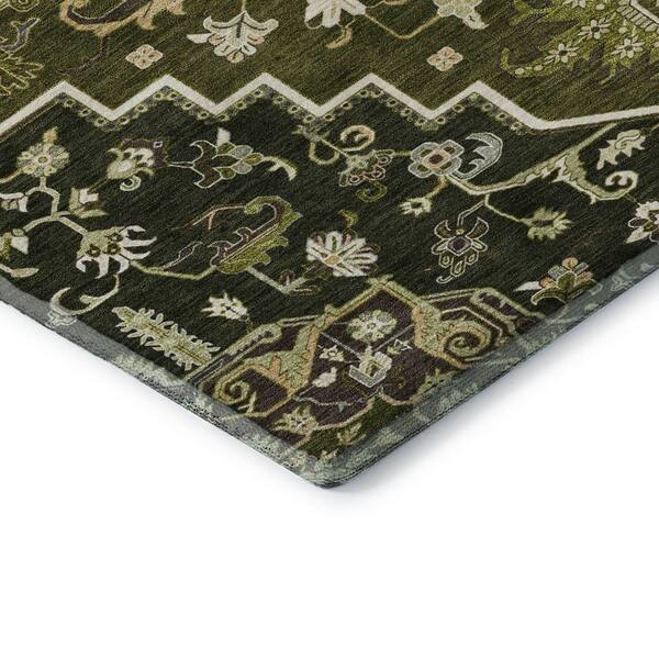 Mayfield Premium Machine Washable Abstract AMF1036 Olive 10 ft. x 14 ft. Area Rug