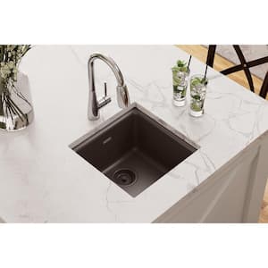 Quartz Classic Mocha Quartz 15.75 in. Single Bowl Drop-In/Undermount Kitchen Sink