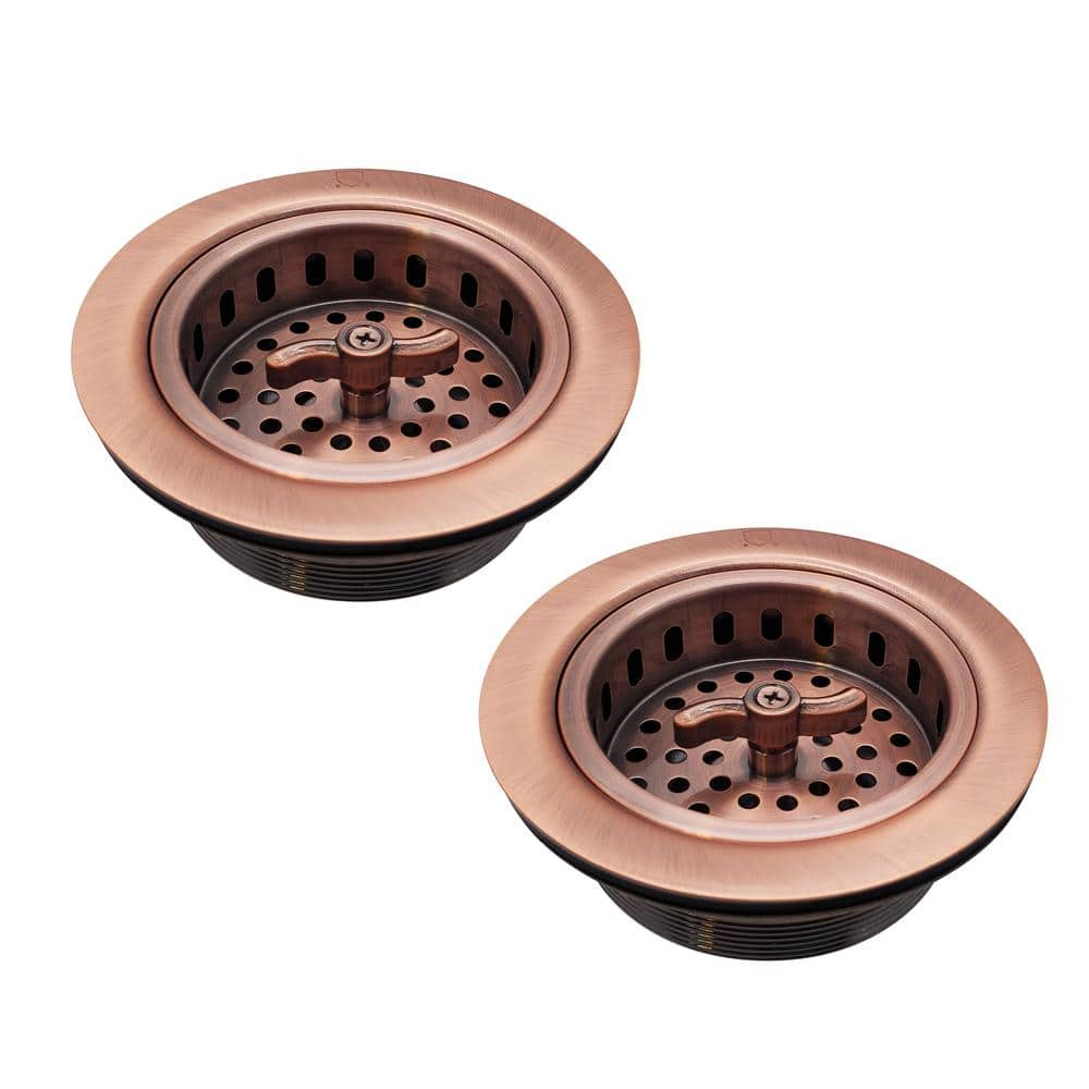 Westbrass D2135-11 Two Wing Nut Style Large Kitchen Basket Strainer in Antique Copper