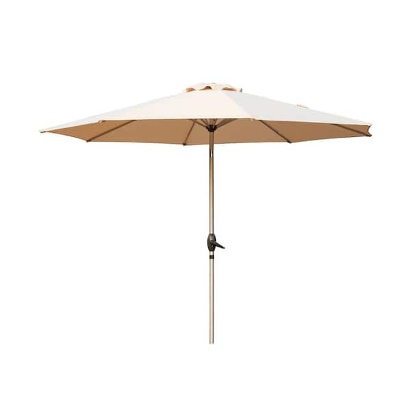 Domi 10 ft. Market Patio Umbrella with Push-Button Tilt and Crank in Beige
