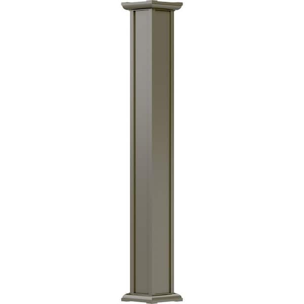 8' x 5-1/2" Endura-Aluminum Acadian Style Column, Square Shaft (Post Wrap Installation), Non-Tapered, Clay