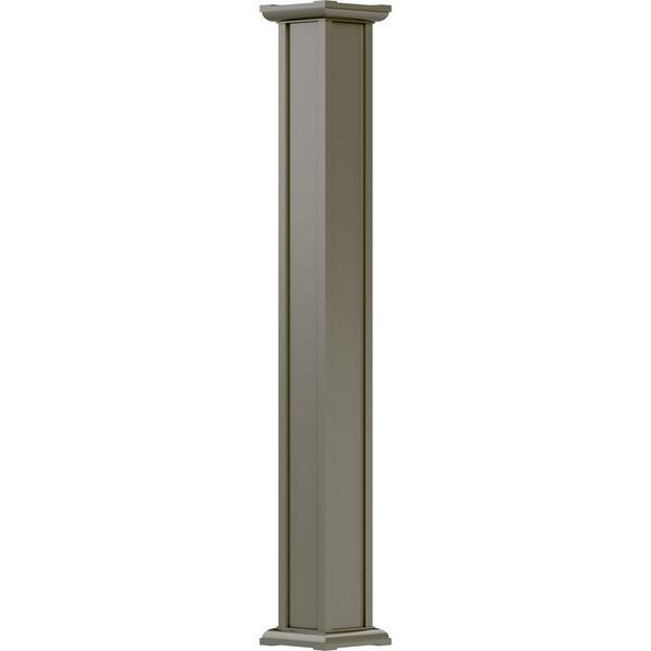 AFCO 8' x 7-1/2" Endura-Aluminum Acadian Style Column, Square Shaft (Load-Bearing 50,000 lbs), Non-Tapered, Clay
