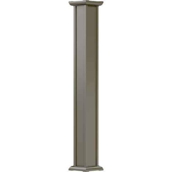 AFCO Industries 12' x 8" Endura-Aluminum Acadian Style Column, Square Shaft (Load-Bearing 50,000 lbs), Non-Tapered, Clay