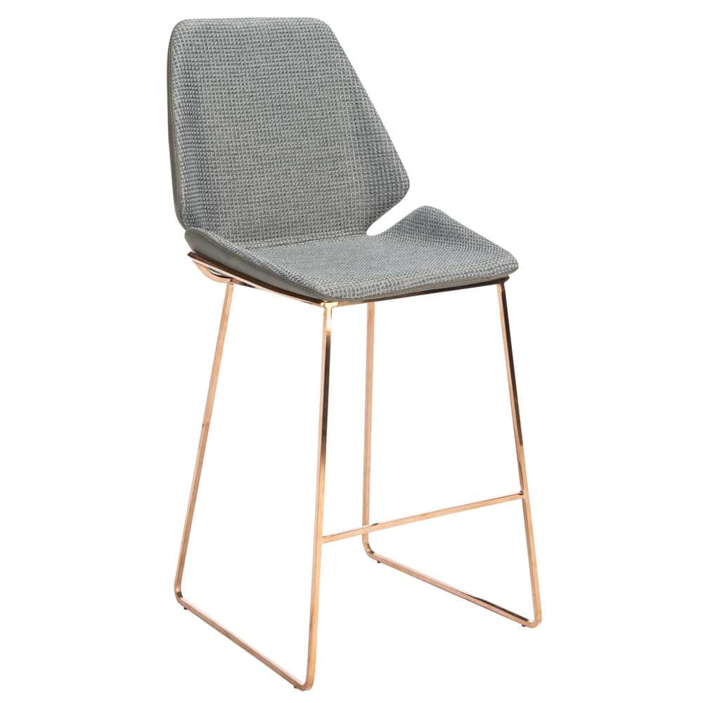 Masami Grey and Gold Saddle Style Counter Stool