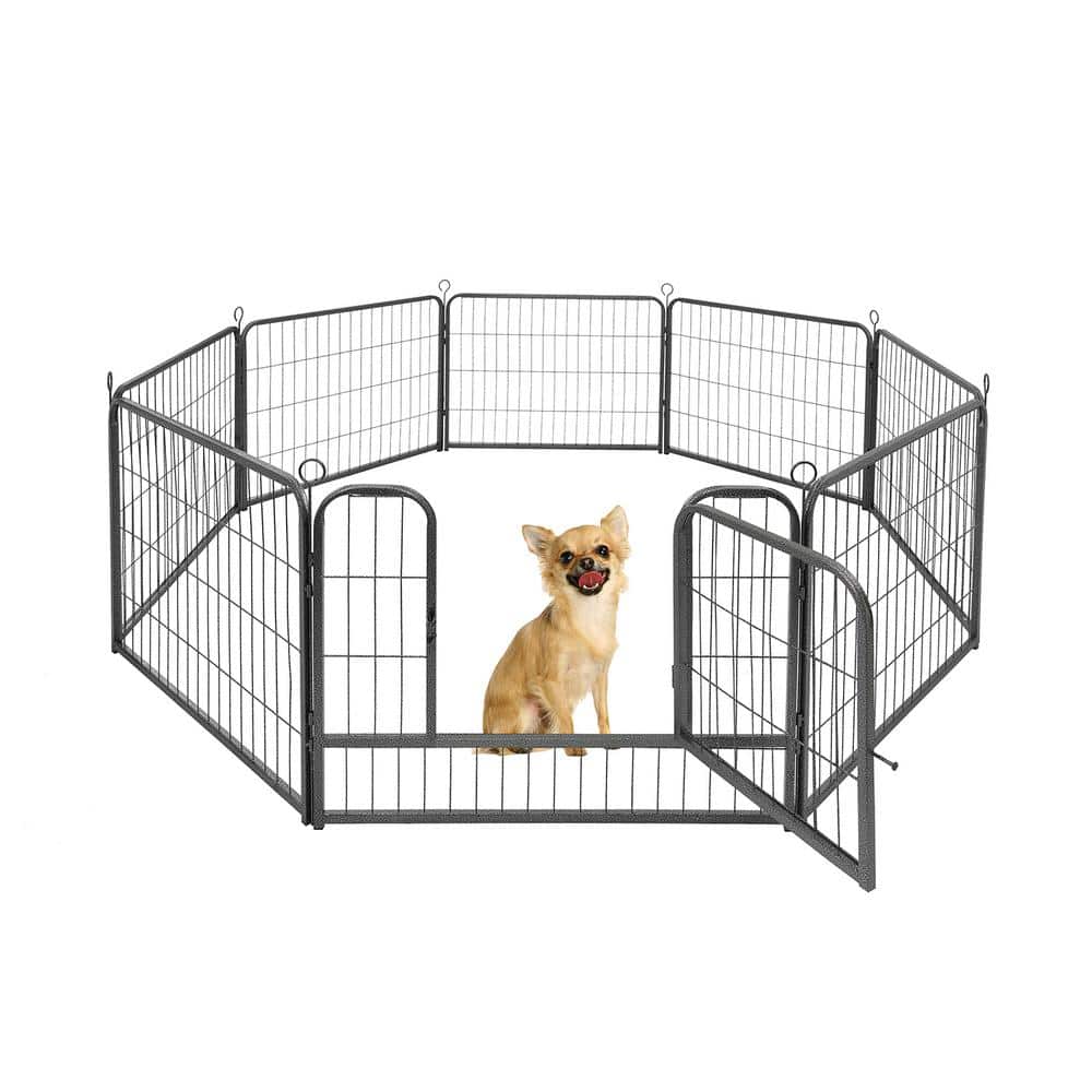 24 in. H Bold Metal Foldable Heavy-Duty Pet Playpen with Door, Indoor/Outdo