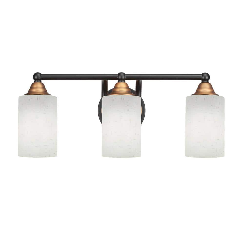 Madison 7 in. 3-Light Bath Bar, Matte Black and Brass, White Muslin ...