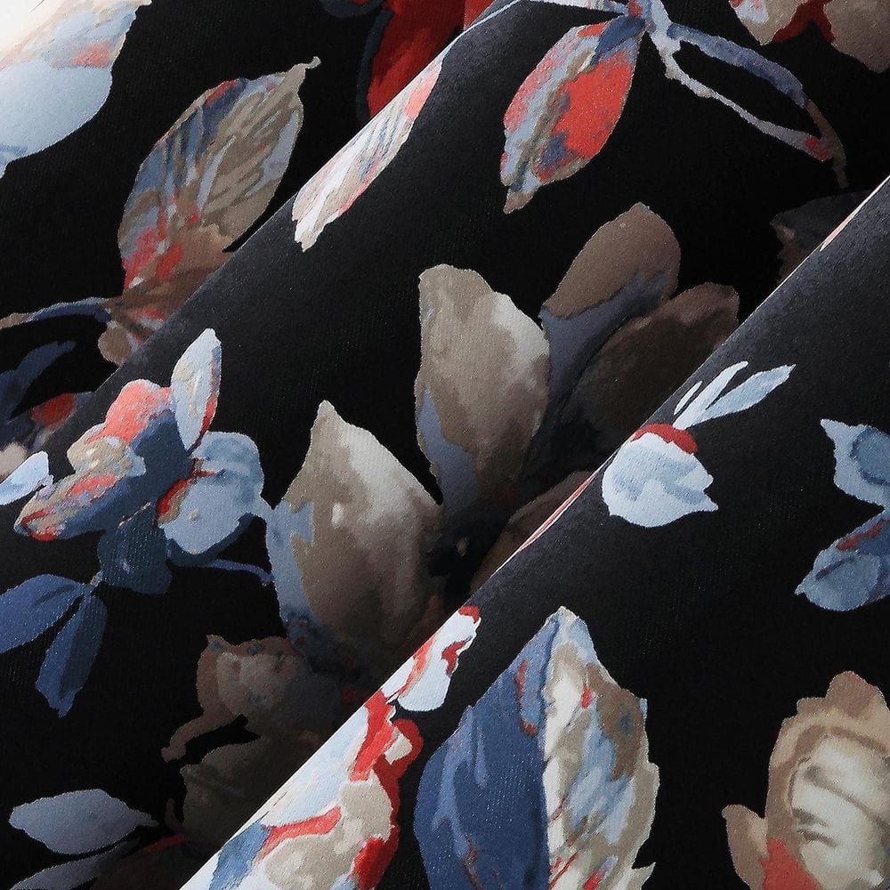 Black Floral Blackout Grommet Curtain Panel 40" x 84"