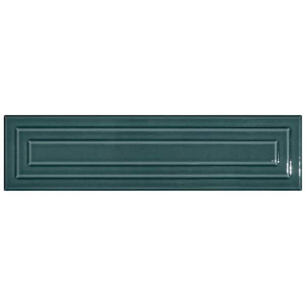 Ivy Hill Tile Colorwave Framed Emerald Green 4.43 in. x 0.34 in. Polished Crackled Ceramic Wall Tile Sample