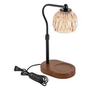 13.3 in. Brown and Black Modern Melting Wax Lamp Table Lamp with Amber Glass Shade and GU10 Bulb Included for Bedroom