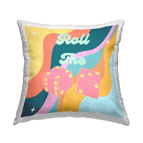 Stupell Industries Retro Roll The Dice Multi-Color Square Outdoor Throw Pillow