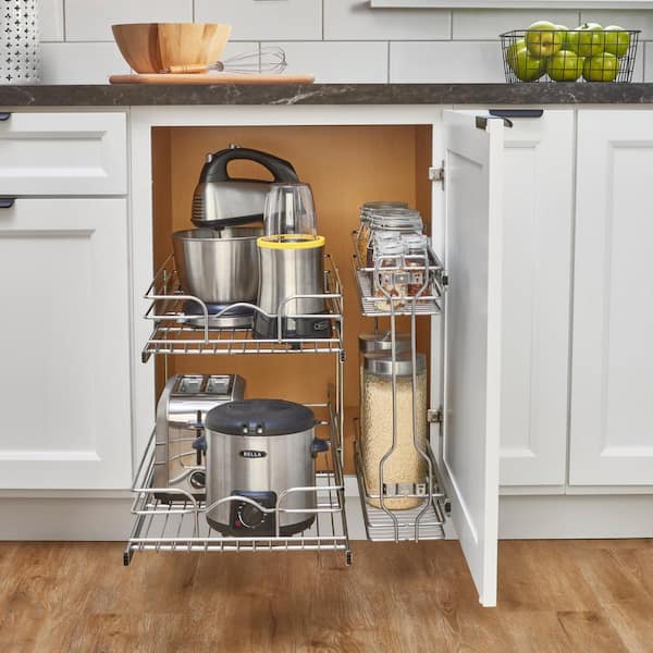 Rev-A-Shelf 6-in Tall Left Handed Filler Pull-Out with Stainless Steel Panel, 45.5-In