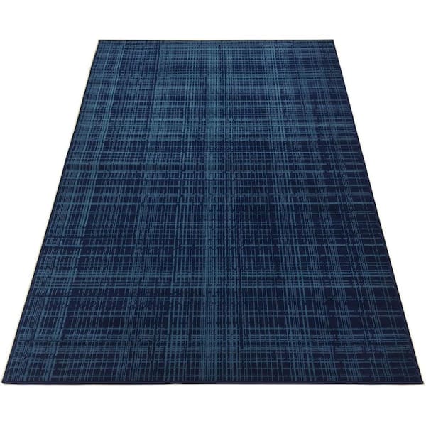 Conur Collection Blue 5 ft. x 7 ft. Stripes Design Area Rugs