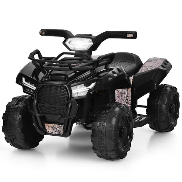 Costway 7.3 in. 12-Volt Kids ATV Quad Electric Ride On Car Toy Toddler with  LED Light and MP3 Black TQ10019US-BK - The Home Depot