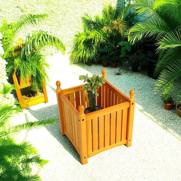 Outdoor teak wooden square planter plant and vegetable container