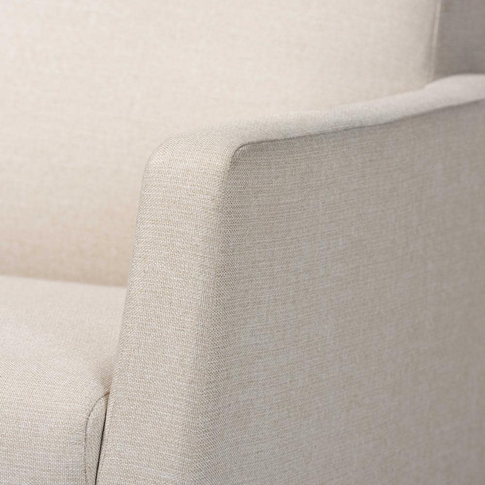 Yashiya Light Beige and Walnut Mid-Century Modern Rocking Chair