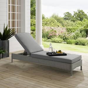 Bradenton Gray Wicker Outdoor Chaise Lounge with Gray Cushions