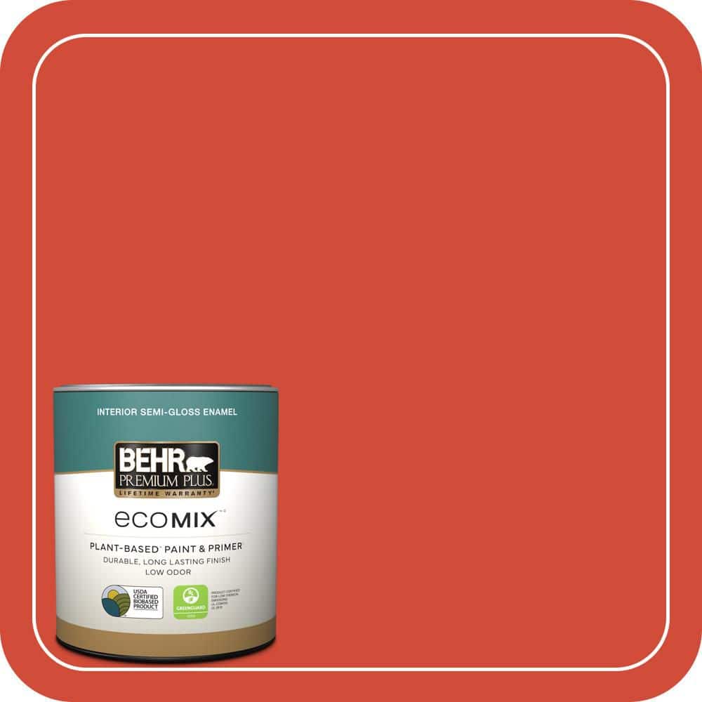 1 qt. #S-G-190 Red Hot Semi-Gloss Enamel EcoMix Plant-Based Interior Paint & Primer price history on PriceWatchPro