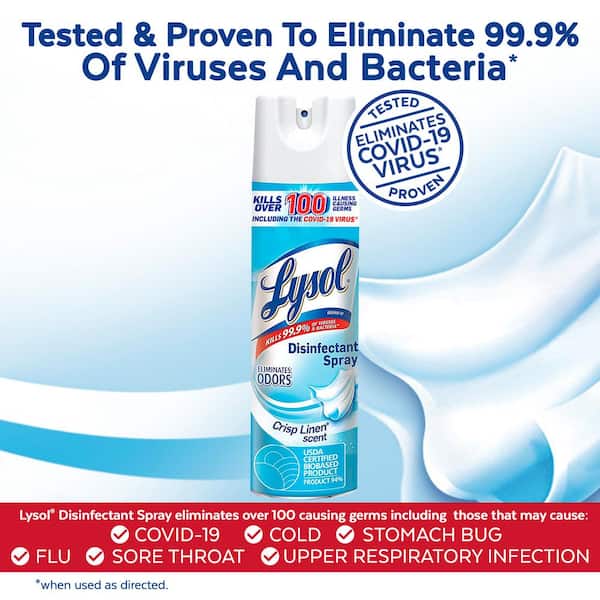 Desinfectante en Aerosol Lysol Crisp Linen, 19 oz