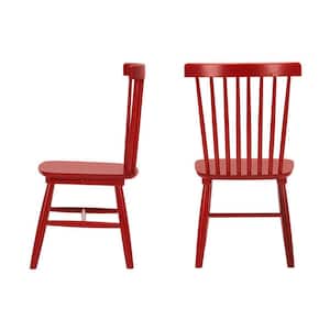 Chili Red Windsor Solid Wood Dining Chairs (Set of 2)