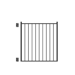 Beechmont Standard-Duty 4 ft. W x 4 ft. H Black Aluminum Straight Pre-Assembled Fence Gate