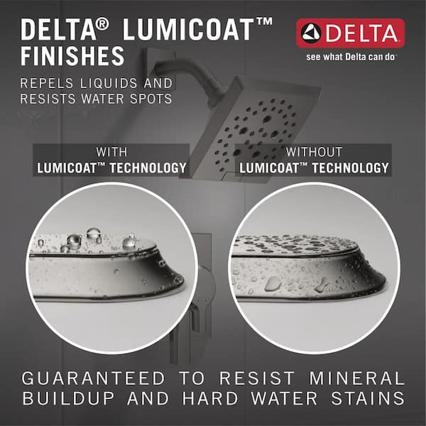 1-Spray Patterns 2.5 GPM 11.75 in. Wall Mount Fixed Shower Head in Lumicoat Stainless