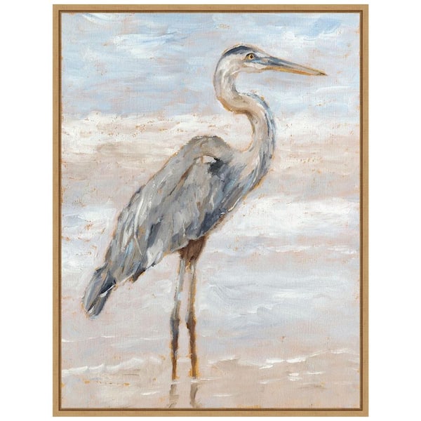 Amanti Art "Beach Heron I" by Ethan Harper 1 Piece Floater Frame Canvas Transfer Animal Art Print 24-in. x 18-in. .