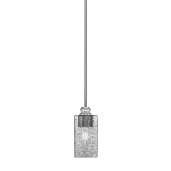 Unbranded Albany 60-Watt 1-Light Brushed Nickel Pendant Mini Pendant Light Square Smoke Bubble Glass and Light Bulb Not Included