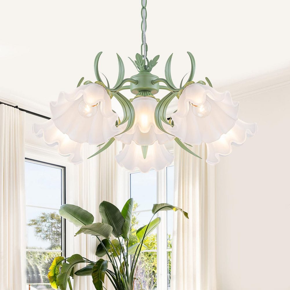 haluc❤ MENCOLULU 23.62 in. 6-Light Modern Green Metal Flower Shape