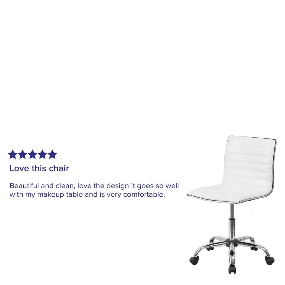 White Vinyl Low-Back Armless Swivel Task Chair with Metal Frame