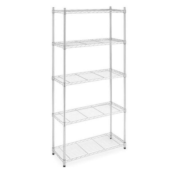 Chrome 5 Tier Metal Wire Shelving Unit, Stainless Steel Wire Shelves Home Depot