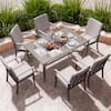 EGEIROSLIFE AluLux 7-Piece Aluminum Outdoor Dining Set with Rectangle Table and Gray Cushions CZ7-GM-A1-HD4