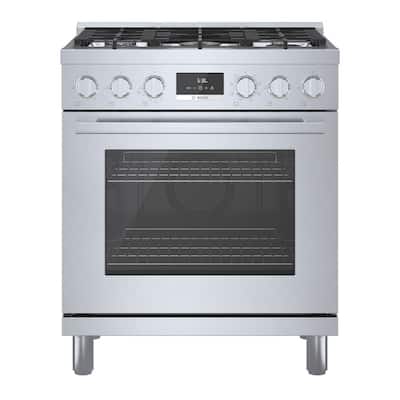 800 Series 30 in. 3.9 cu. ft. Industrial Style Dual Fuel Range with 5-Burners in Stainless Steel