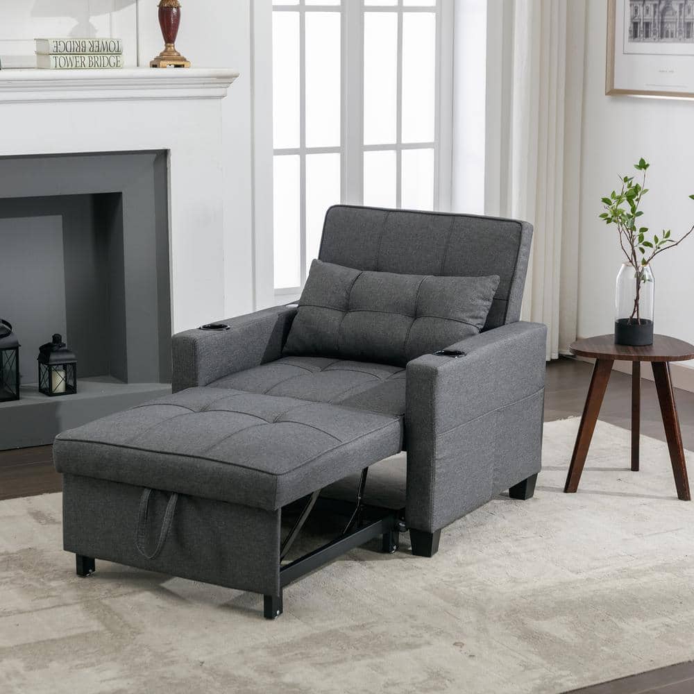 40 In X 78 Light Gray Linen Multifunctional Folding Ottoman Sleeper Sofa Bed Convertible Chair Zt W1829s00003 The