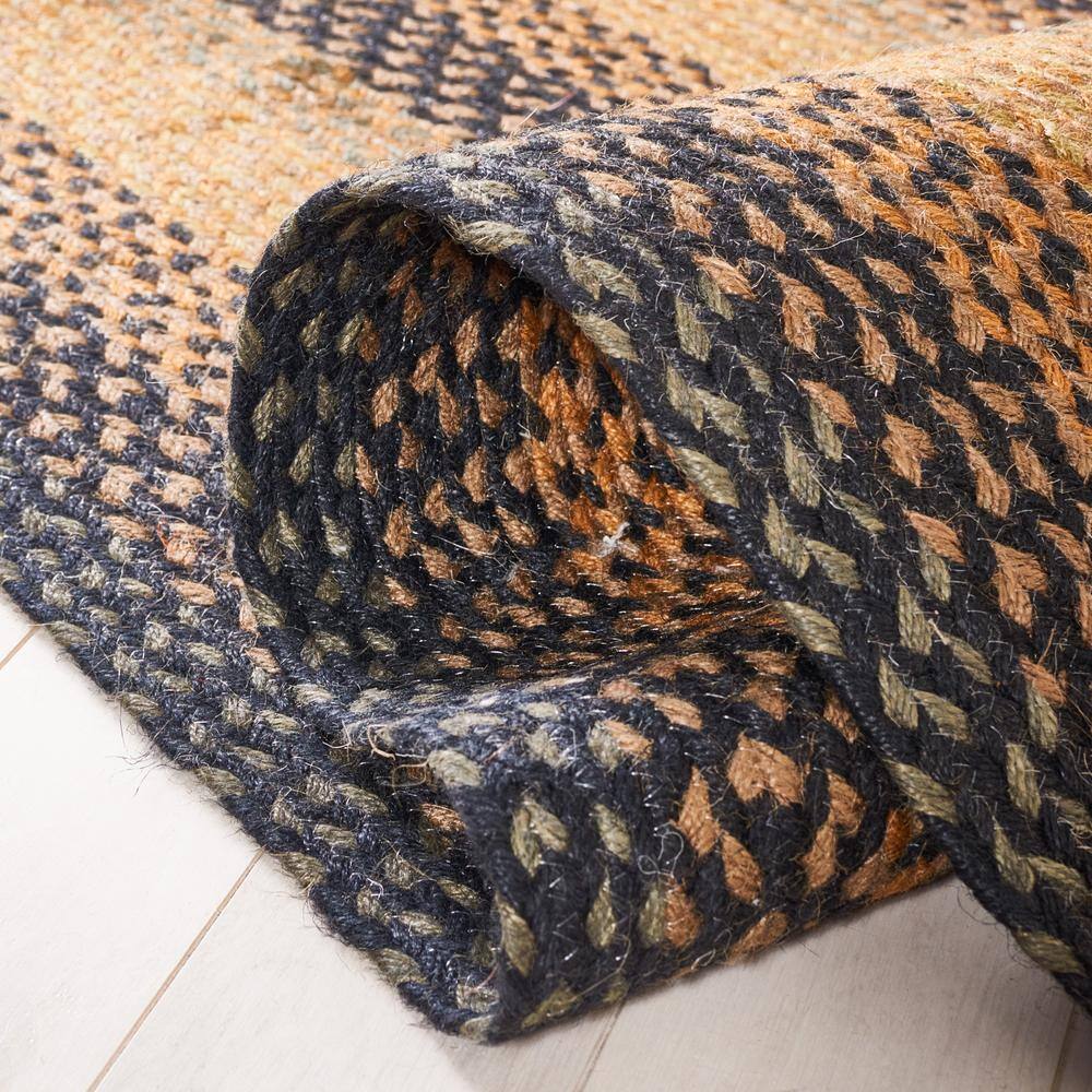 Natural Sage Beige Braided Reversible Handmade Area Rug 6' x 9'
