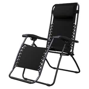 Zero Gravity Outdoor Folding Lounge Chair in Black