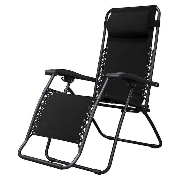 Caravan Sports Zero Gravity Outdoor Folding Lounge Chair in Black