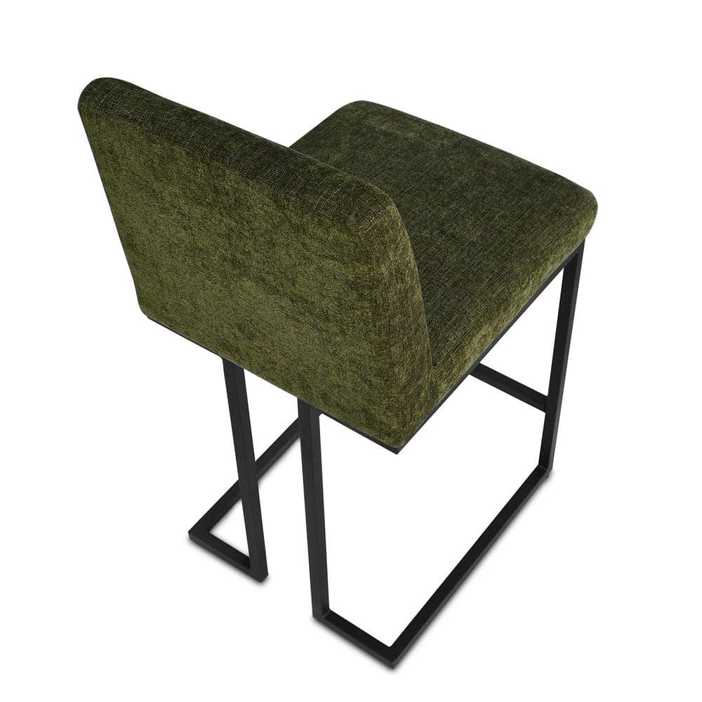 Green Metal Counter Height Stool with Sled Base, Set of 2