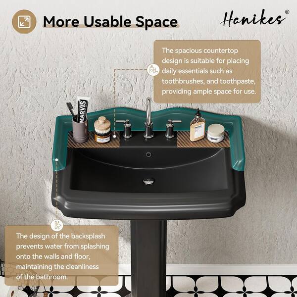 yk✨ Hanikes 26 in. W x 20 in. D Vitreous China Rectangular Pedestal