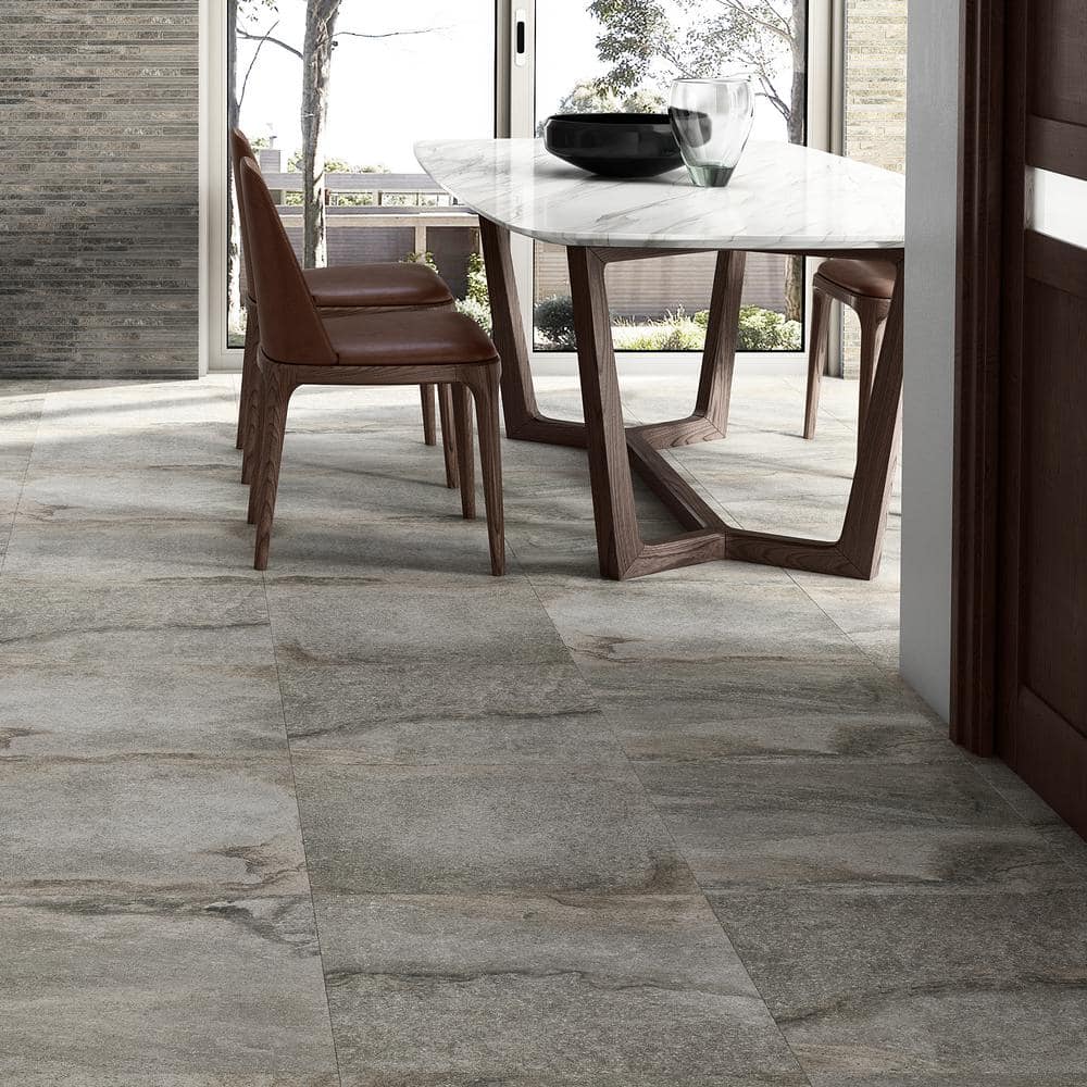 Dominion Large Format Gray Matte Porcelain Floor and Wall Tile