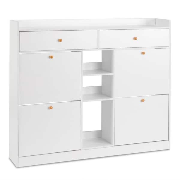 42. 13in. H x 50. 39in. W White Particle Board Shoe Storage Cabinet