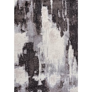 Zoe Contemporary Bohemian Charcoal/Cream 4 ft. x 6 ft. Abstract Marble Area Rug