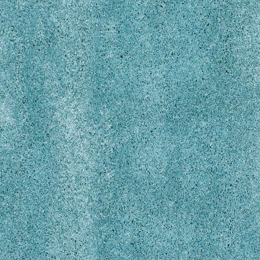 Aqua Blue High Pile Square Shag Area Rug